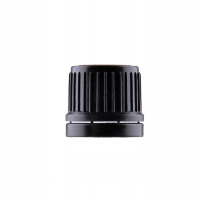 Nakrętka czarna fi 18 z pierścieniem gwarancyjnym wkładka aluminiowa