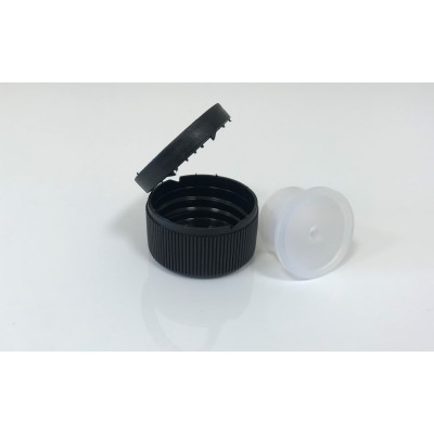 Nakrętka czarna fi 28 z pierścieniem gwarancyjnym ogranicznik wypływu (10 szt.)