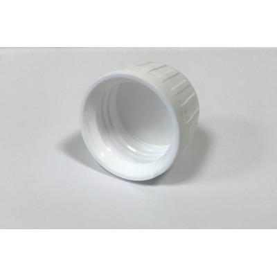 Nakrętka biała fi 28 z pierścieniem gwarancyjnym wkładka PE/B